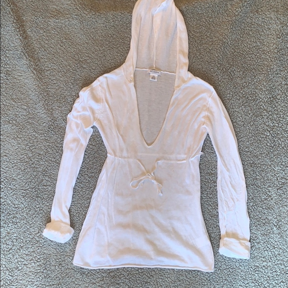 White V-neck beach coverup